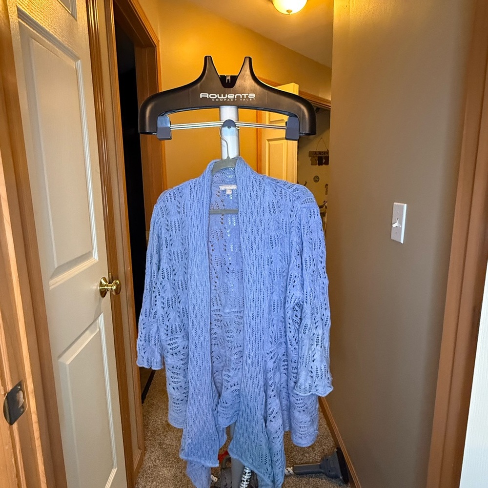 Like New Woman Within Blue Knit Cardigan - 1X (22/24)